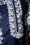 3 PCs Embroidered Cotton Pret - Dark Blue- 1097