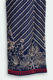 3 PCs Embroidered Cotton Pret Frock - Dark Blue - 1100